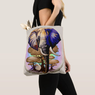 Bolsa Tote Retrato Surreal do Elefante Africano