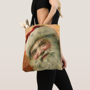 Bolsa Tote Retrato Vitoriano de Papai Noel, Natal Antigo