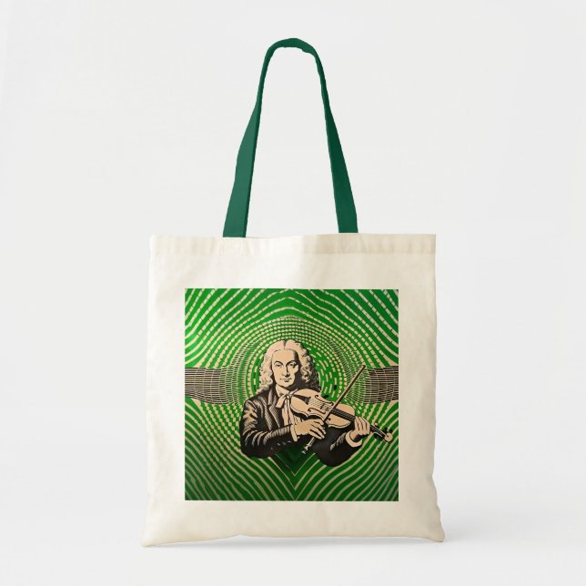 Bolsa Tote Retrato Vivaldi no estilo de ilusão óptica BAUHAUS (Frente)