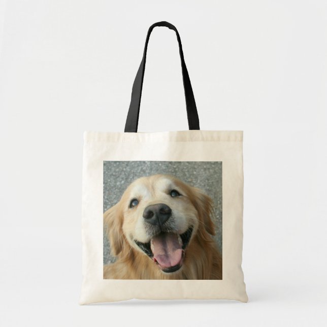 Bolsa Tote Retriever de Ouro sorridente (Frente)