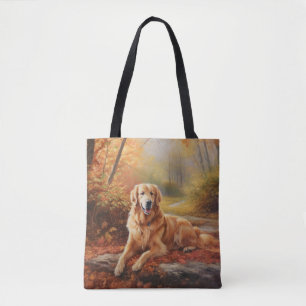 Bolsa Tote Retriever de ouros no outono Folhas caem inspiraçã