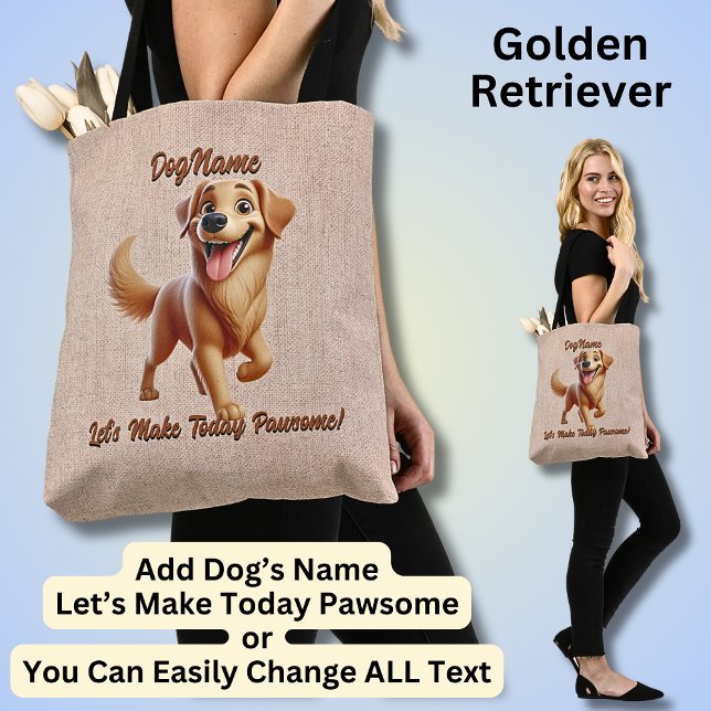 Bolsa Tote Retriever ouro - Adicionar Nome do Cachorro, Alter (Criador carregado)