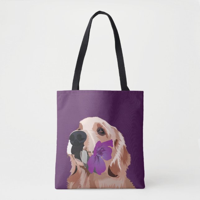 Bolsa Tote Retriever Ouro Roxo com Flor (Frente)