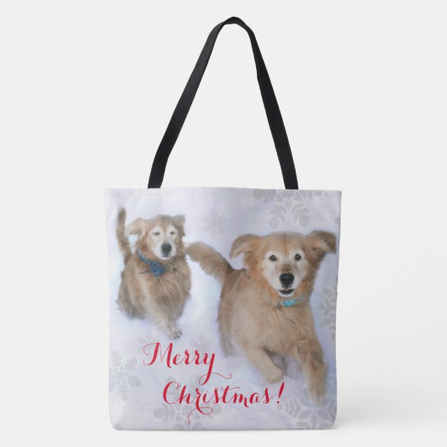 Bolsa Tote Retrievers dourados que precipitam com o Natal da (Frente)