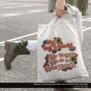 Bolsa Tote Retro 60s e 70s Floral de Empoderamento feminino