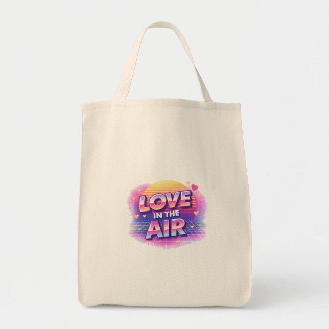 Bolsa Tote  Retro 80's Love In The Air Valentine Lover Candle (Frente)
