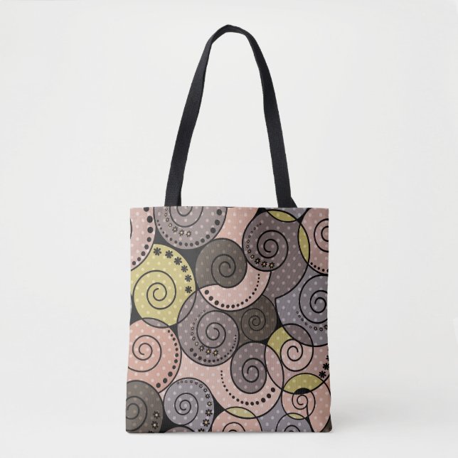 Bolsa Tote Retro, abstrato, espirais (Frente)