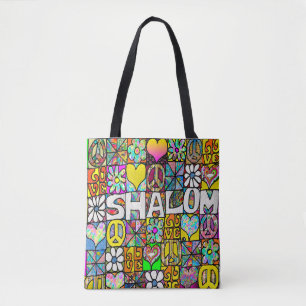 Bolsa Tote Retro anos 60 Psicodélico Shalom AMOR