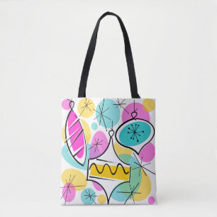 Bolsa Tote Retro Árvore Baubles saco magenta para trás