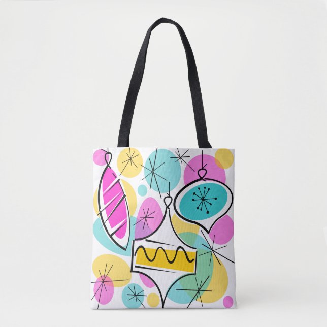 Bolsa Tote Retro Árvore Baubles saco magenta para trás (Frente)