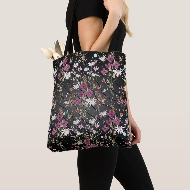 Bolsa Tote Retro Boho Elegant Wildflower (Close Up)