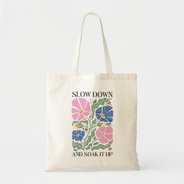 Bolsa Tote Retro Boho Floral Quote Abranja E Sobe (Frente)