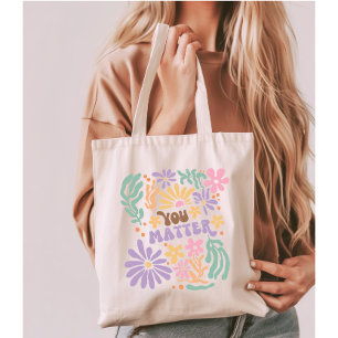 Bolsa Tote Retro Boho Floral Você Importa Saúde Mental