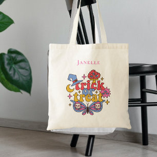 Bolsa Tote Retro Caprichoso Doce ou Travessura Halloween