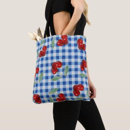 Bolsa Tote Retro Cerejas Por Toda A Banheira De Toque De Impr