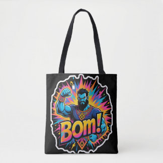 Bolsa Tote Retro comic explosion muscular superhero.BOM!Power