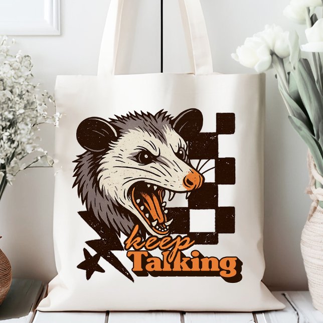 Bolsa Tote Retro Continue Falando Feral Possum: Animal Selvag (This keep talking feral possum design brings bold edgy humor to your day!
)