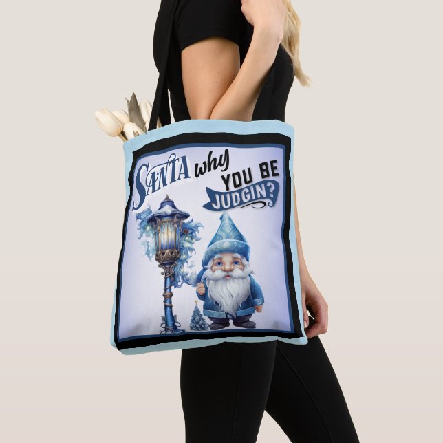 Bolsa Tote Retro Cutie Azul Natal (Close Up)