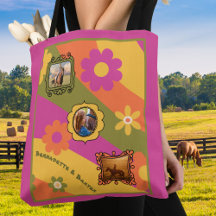 Retro Daisy 3 Photo Horse Pet Collage and Name