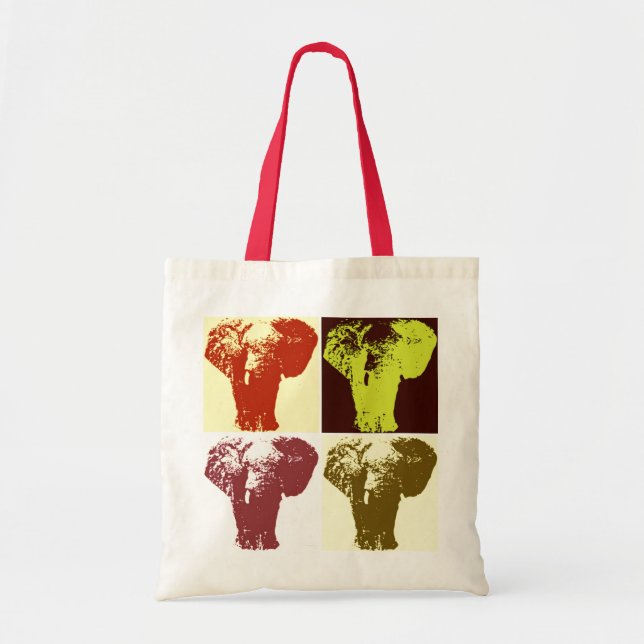 Bolsa Tote Retro de Elefante de pop Art (Frente)