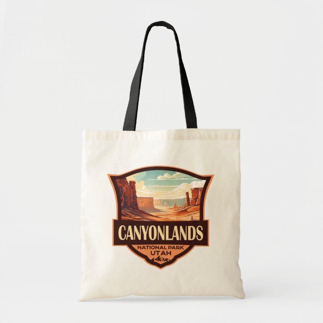 Bolsa Tote Retro de Ilustração do Parque Nacional Canyonlands (Frente)