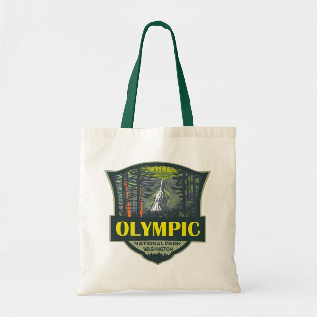 Bolsa Tote Retro de Ilustração do Parque Nacional da olimpiad (Frente)