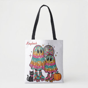 Bolsa Tote Retro Disco Fantasma Halloween Doces ou Travessura