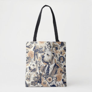Bolsa Tote Retro Dogo Argentino sem costura