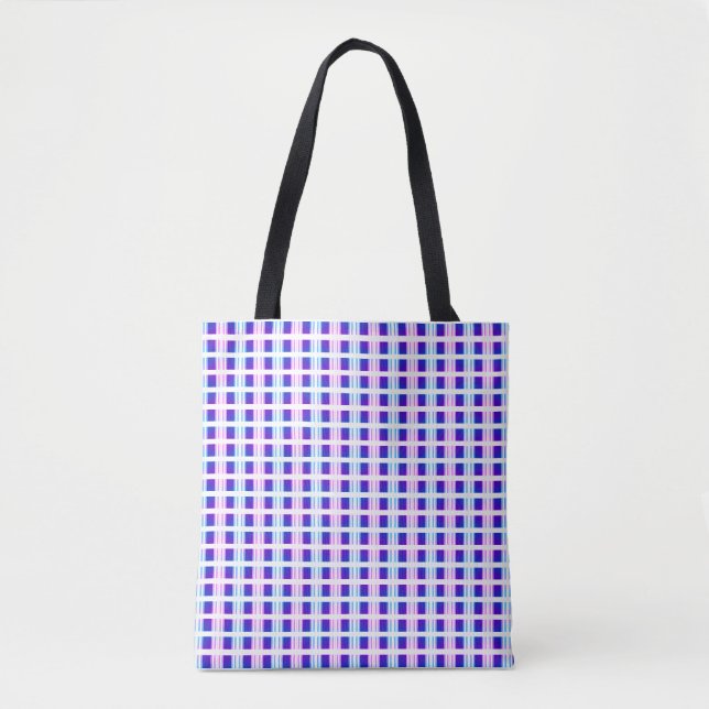 Bolsa Tote retro elétrico de striptease azul e roxa (Frente)