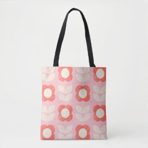 Bolsa Tote Retro Escandinavo Espalhado Floral Espalhado Sem C