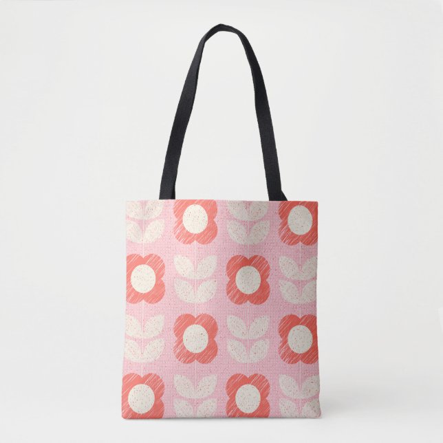 Bolsa Tote Retro Escandinavo Espalhado Floral Espalhado Sem C (Frente)