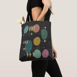 Bolsa Tote Retro Espacial Atômico Era Espacial Moderno Preto 