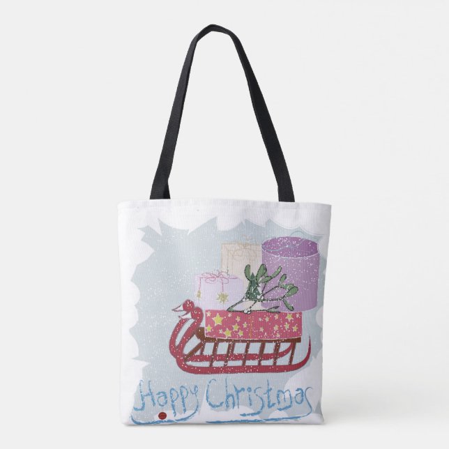 Bolsa Tote Retrô. Feliz Natal! (Verso)