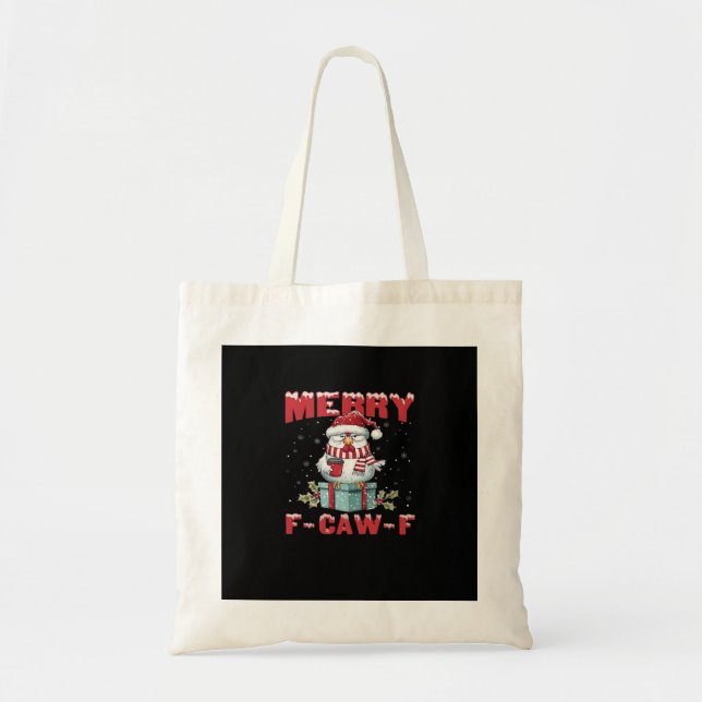 Bolsa Tote Retro Feliz Natal F-Caw-F Frango (Frente)