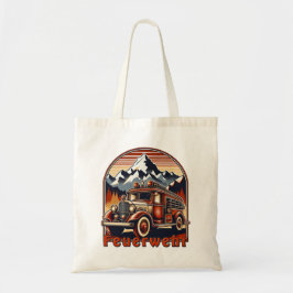 Bolsa Tote Retro-Feuerwehrauto & Berg