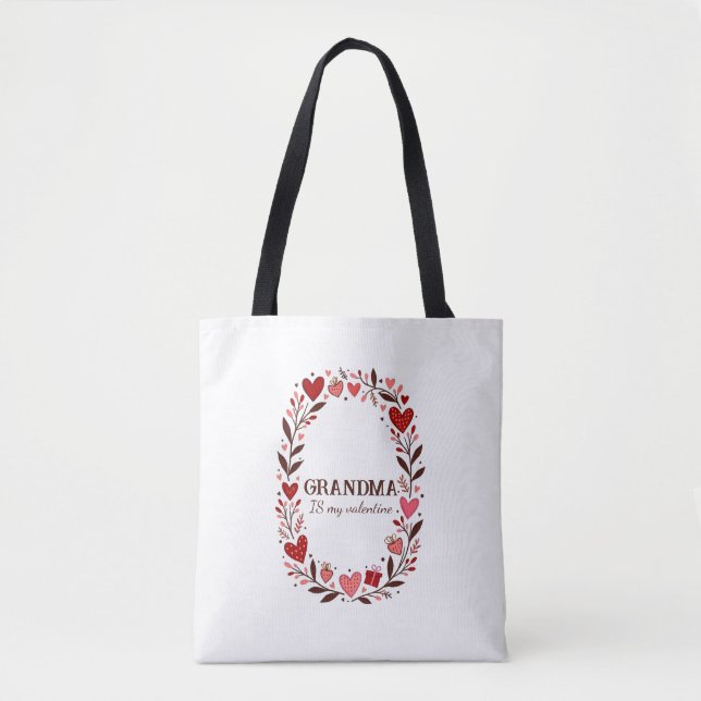 Bolsa Tote Retro Floral Heart Valentine Custom Grandma Mom (Frente)