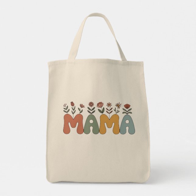 Bolsa Tote Retro Floral "MAMA" Perfeito para o Dia das Mães (Verso)