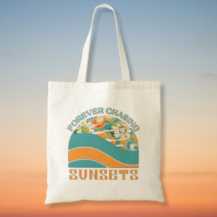Bolsa Tote Retro Floral para Pôrs do sol de perseguição