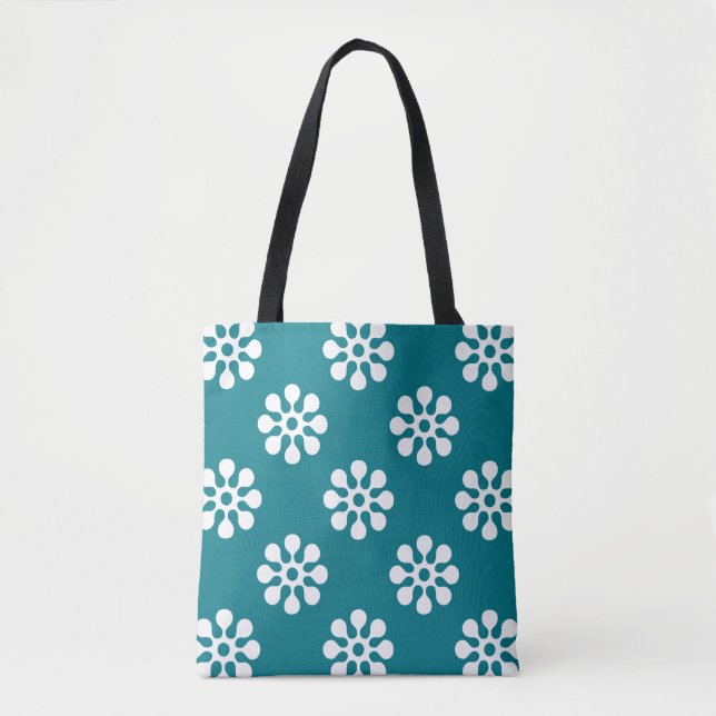 Bolsa Tote Retro Flores sem soldadura branca (Frente)