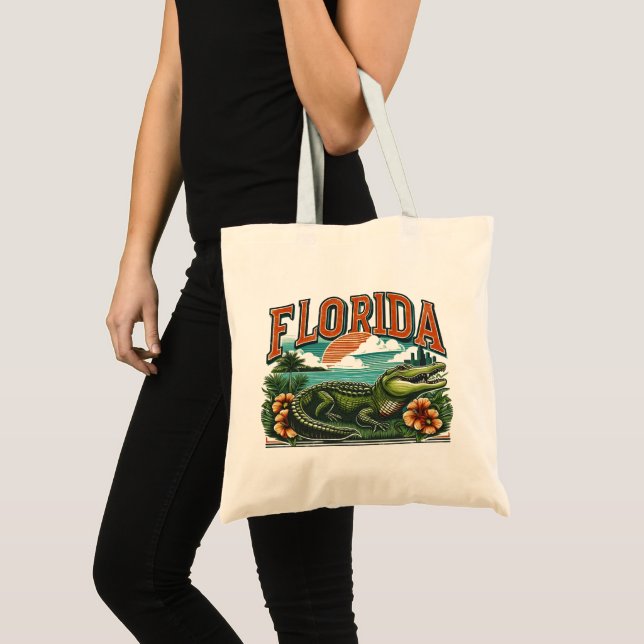 Bolsa Tote Retro Florida Alligator (Frente (produto))