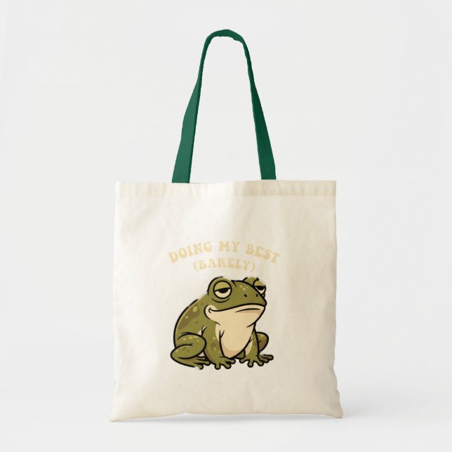 Bolsa Tote Retro Frog Barely Trying Canvas Tote Bag (Frente)