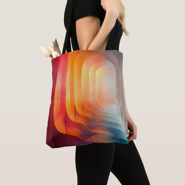 Bolsa Tote Retro Glow Arches – Abstract Mid-Century (Close Up)
