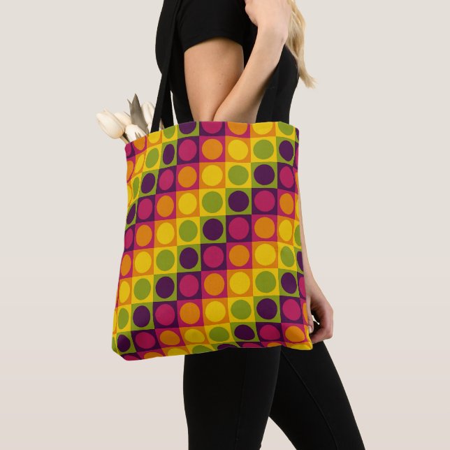 Bolsa Tote Retro Grid Polka Play (Close Up)