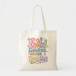 Bolsa Tote Retro Groovy Bebê Carregando Por Favor Aguarde Mat