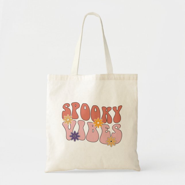 Bolsa Tote Retro Groovy Spooky Vibes Halloween (Frente)