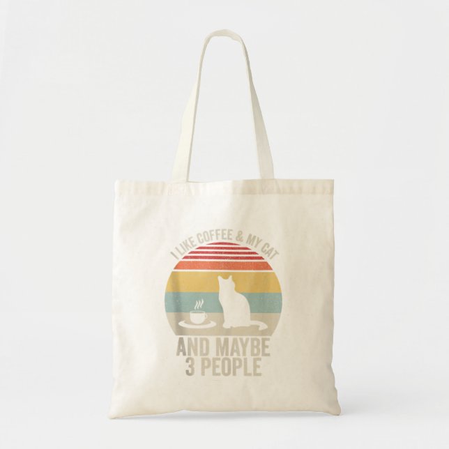 Bolsa Tote Retro I Like Coffee  My Cat And Maybe 3 Peop (Frente)