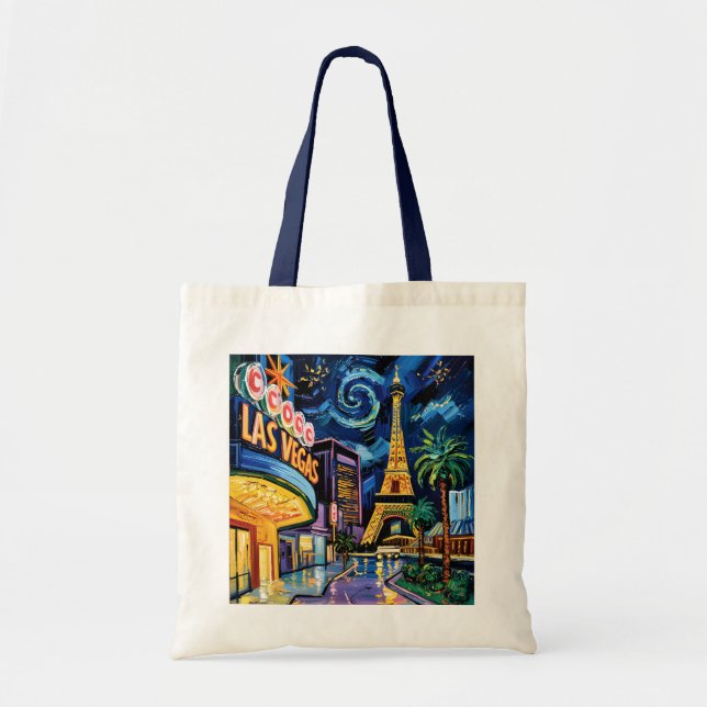 Bolsa Tote Retro Las Vegas Van Gogh Style Casino Night City  (Frente)