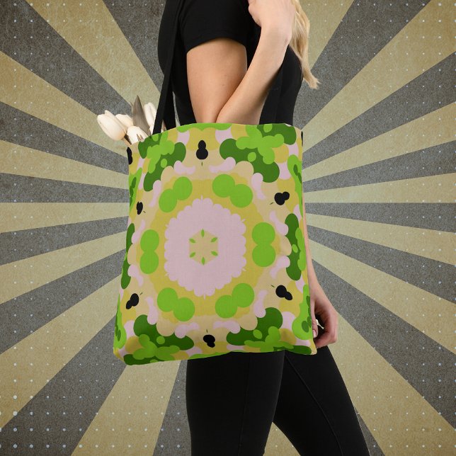 Bolsa Tote Retro Mandala Flor Amarelo Verde e Branco (Criador carregado)