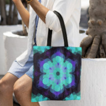 Retro Mandala Flor Azul Roxo e Verde