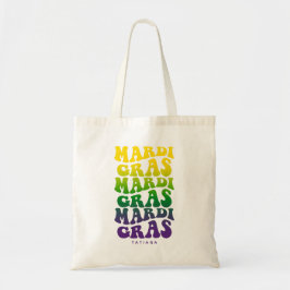 Bolsa Tote Retro Mardi Gras Ombre Text